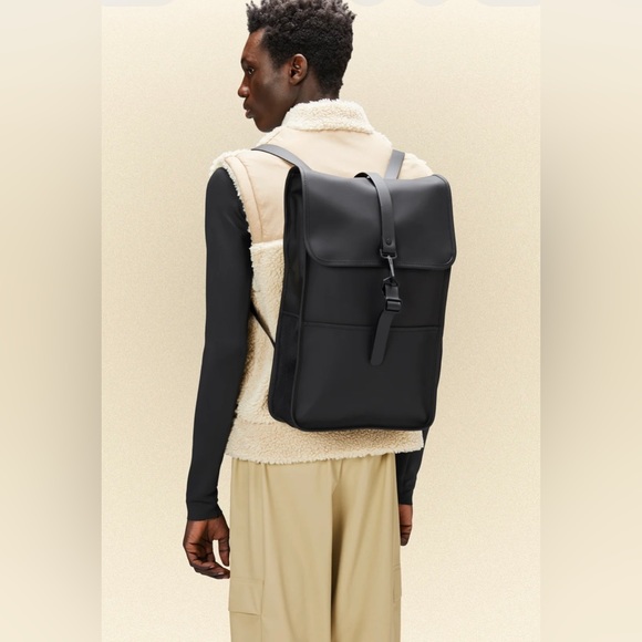 Rains black backpack